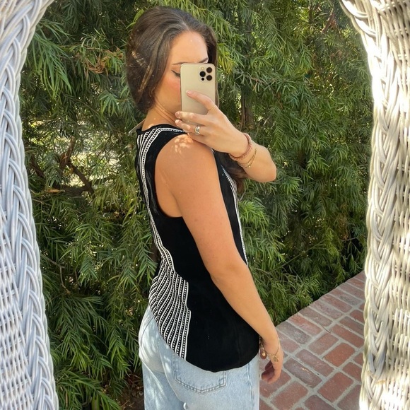 NWT WHBM black and white striped knit top blouse sz L - Picture 2 of 4